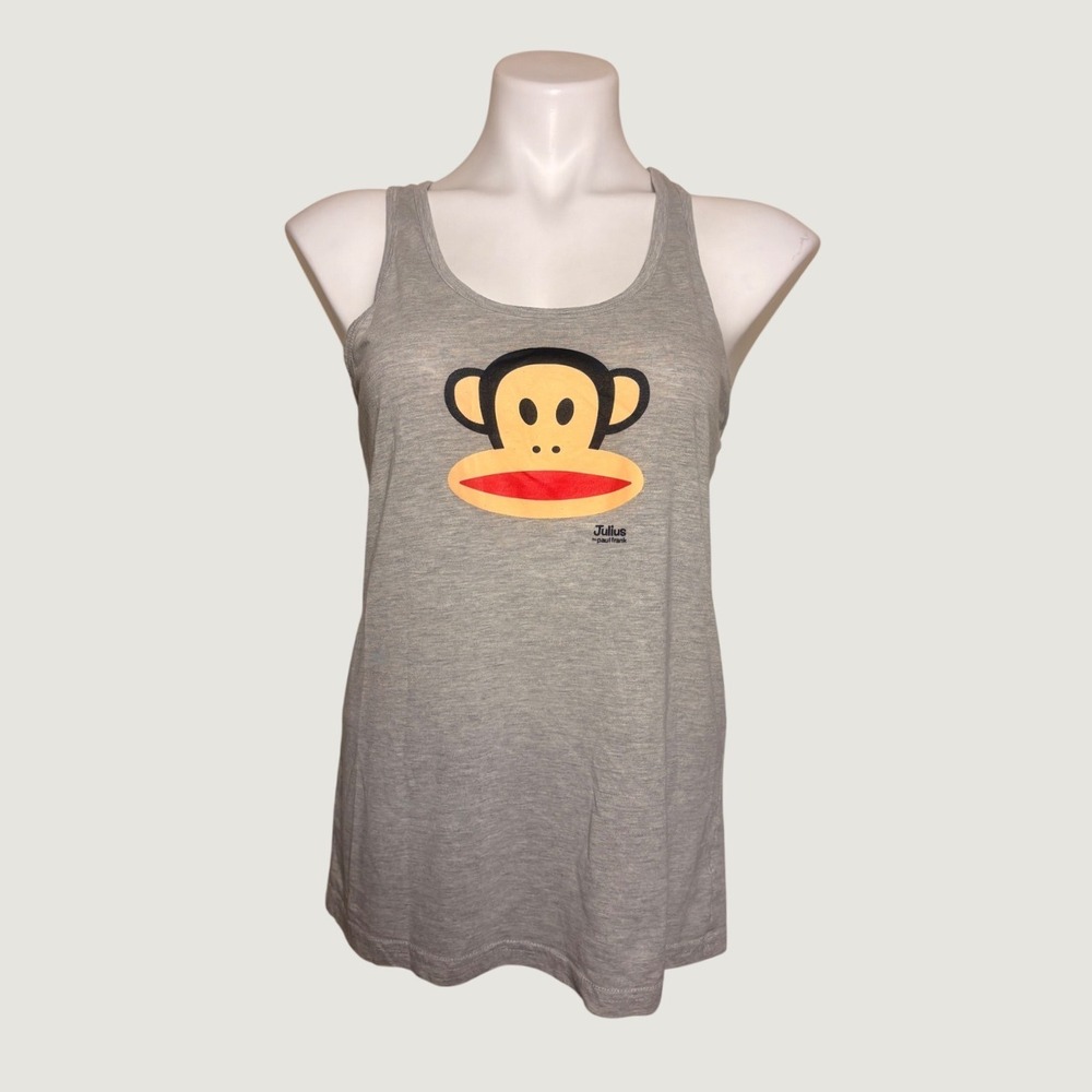 Paul Frank Julius the Monkey Heather Gray Racerback Tank Top Scene #16